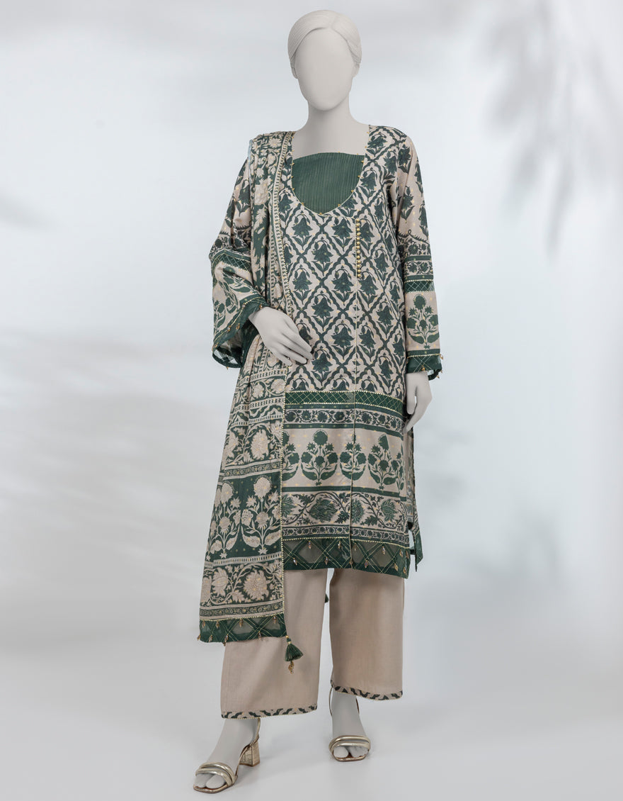 Jacquard Multicolor Unstitched Suit - J. Junaid Jamshed