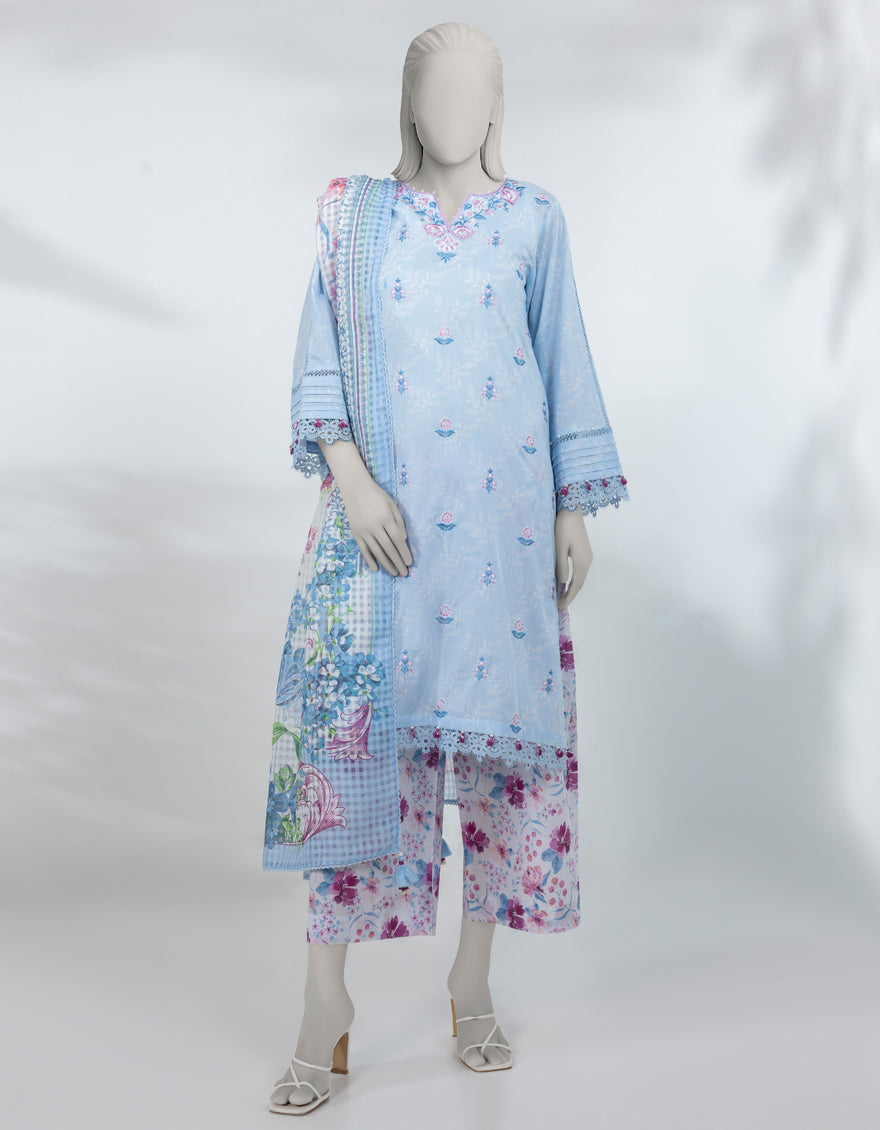Lawn Multicolor Unstitched Suit - J. Junaid Jamshed