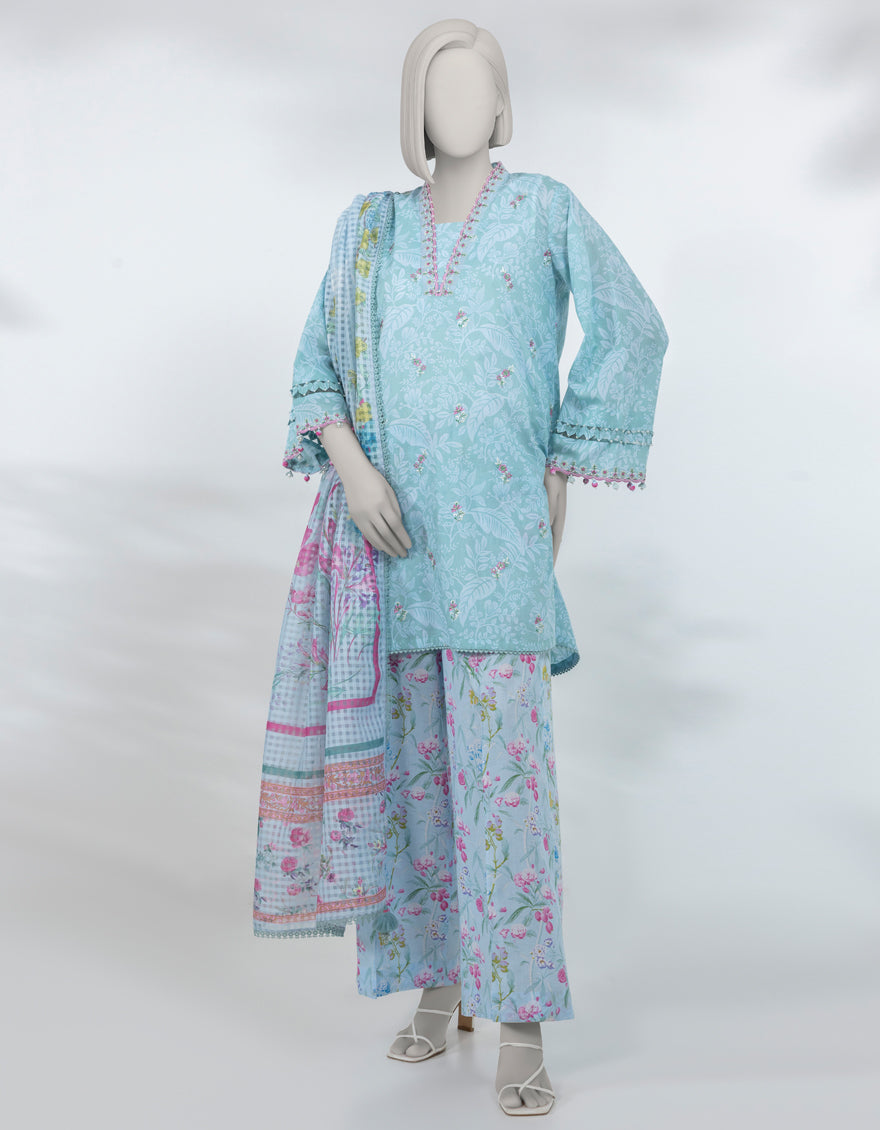 Lawn Multicolor Unstitched Suit - J. Junaid Jamshed