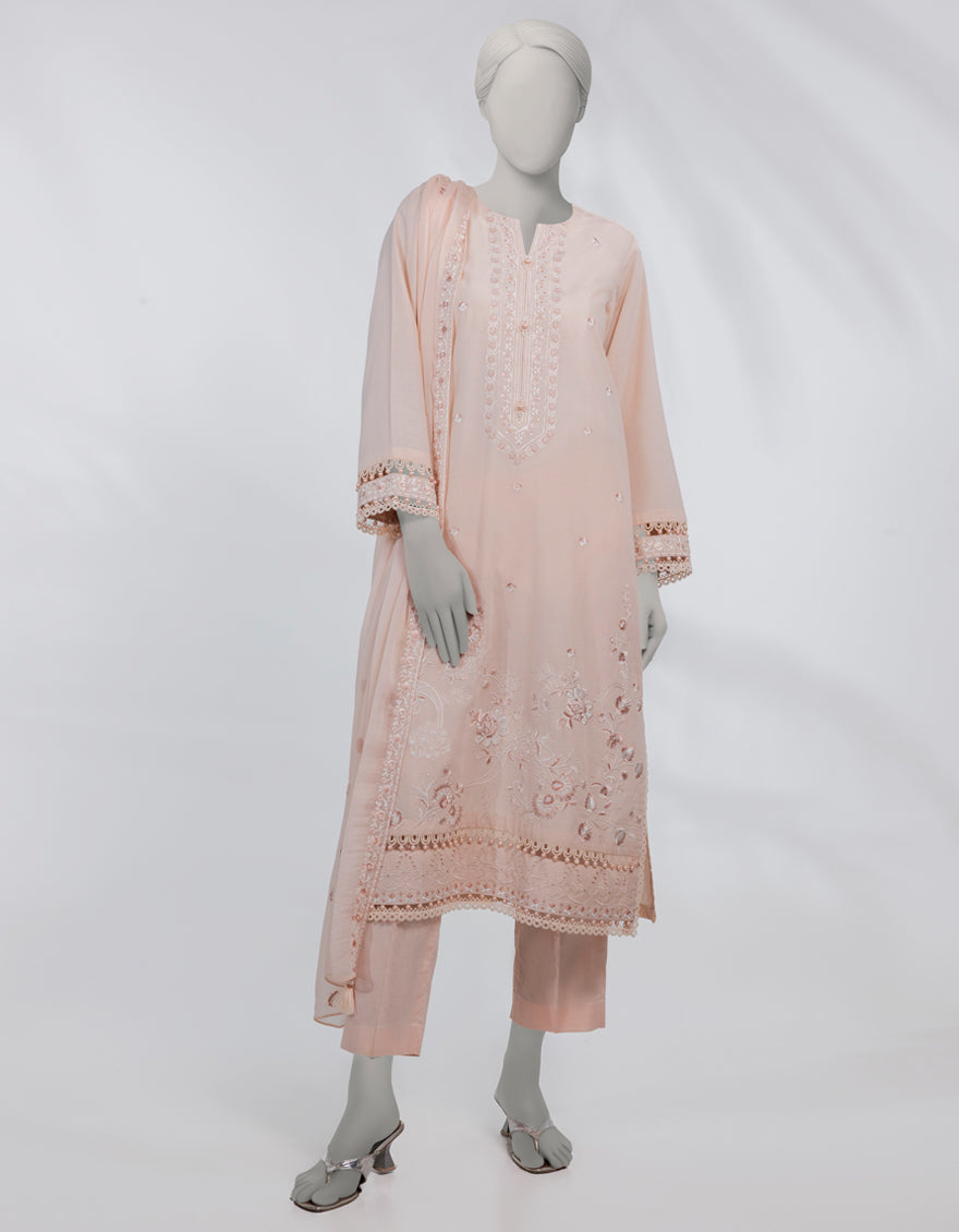 Lawn Pink Unstitched Suit - J. Junaid Jamshed