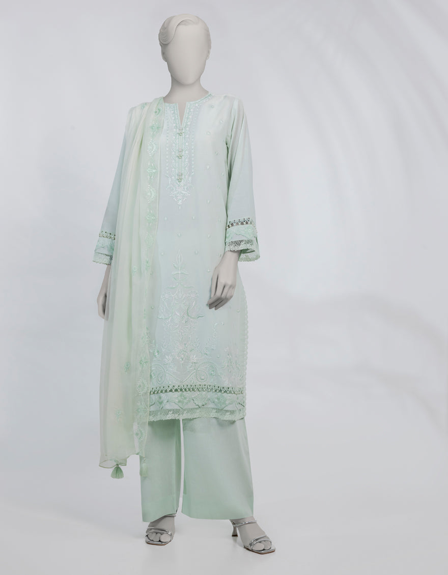 Lawn Green Unstitched Suit - J. Junaid Jamshed