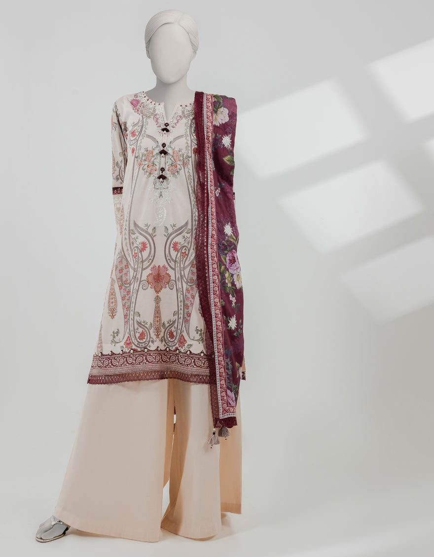 Lawn Multicolor Unstitched Suit - J. Junaid Jamshed