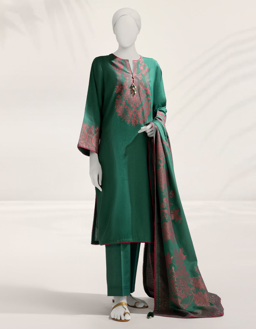Jacquard Multicolor Unstitched Suit - J. Junaid Jamshed