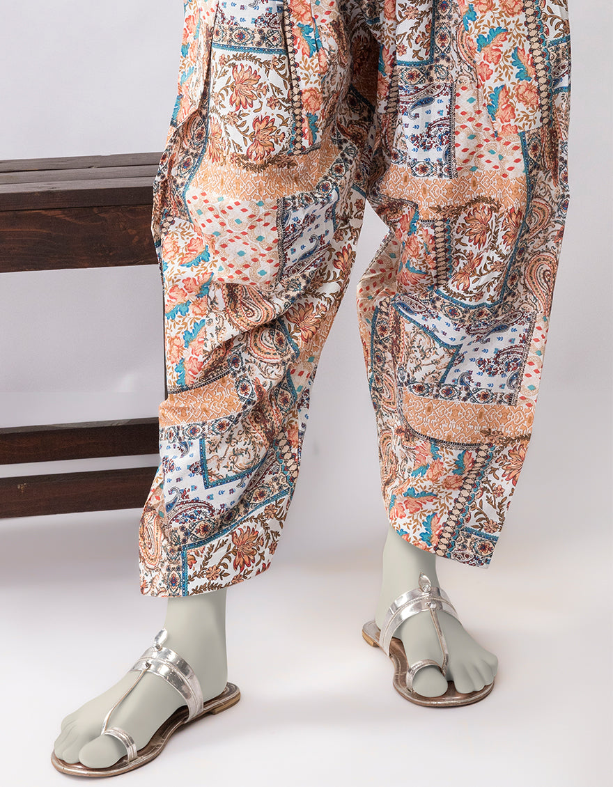 Lawn Multicolor Trouser - J. Junaid Jamshed