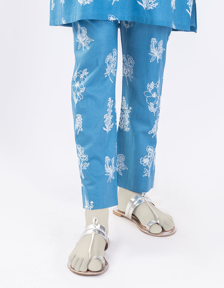 Lawn Blue Trouser - J. Junaid Jamshed