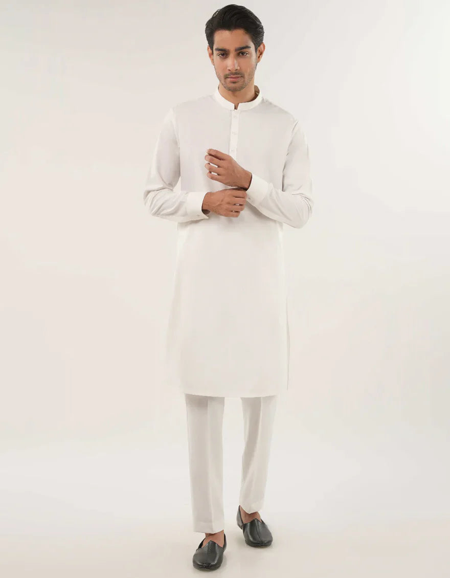 Blended White Kurta Trouser - J. Junaid Jamshed