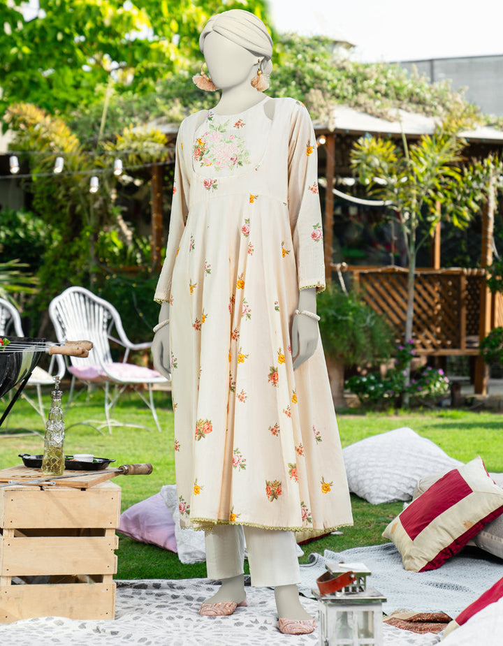 Lawn Beige Kurti - J. Junaid Jamshed