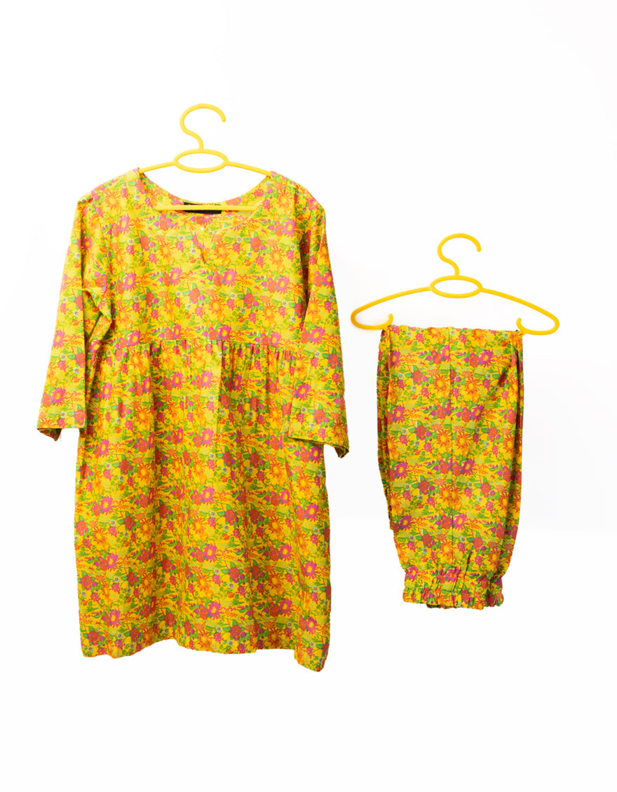 Lawn Yellow Stitched Suit - J. Junaid Jamshed