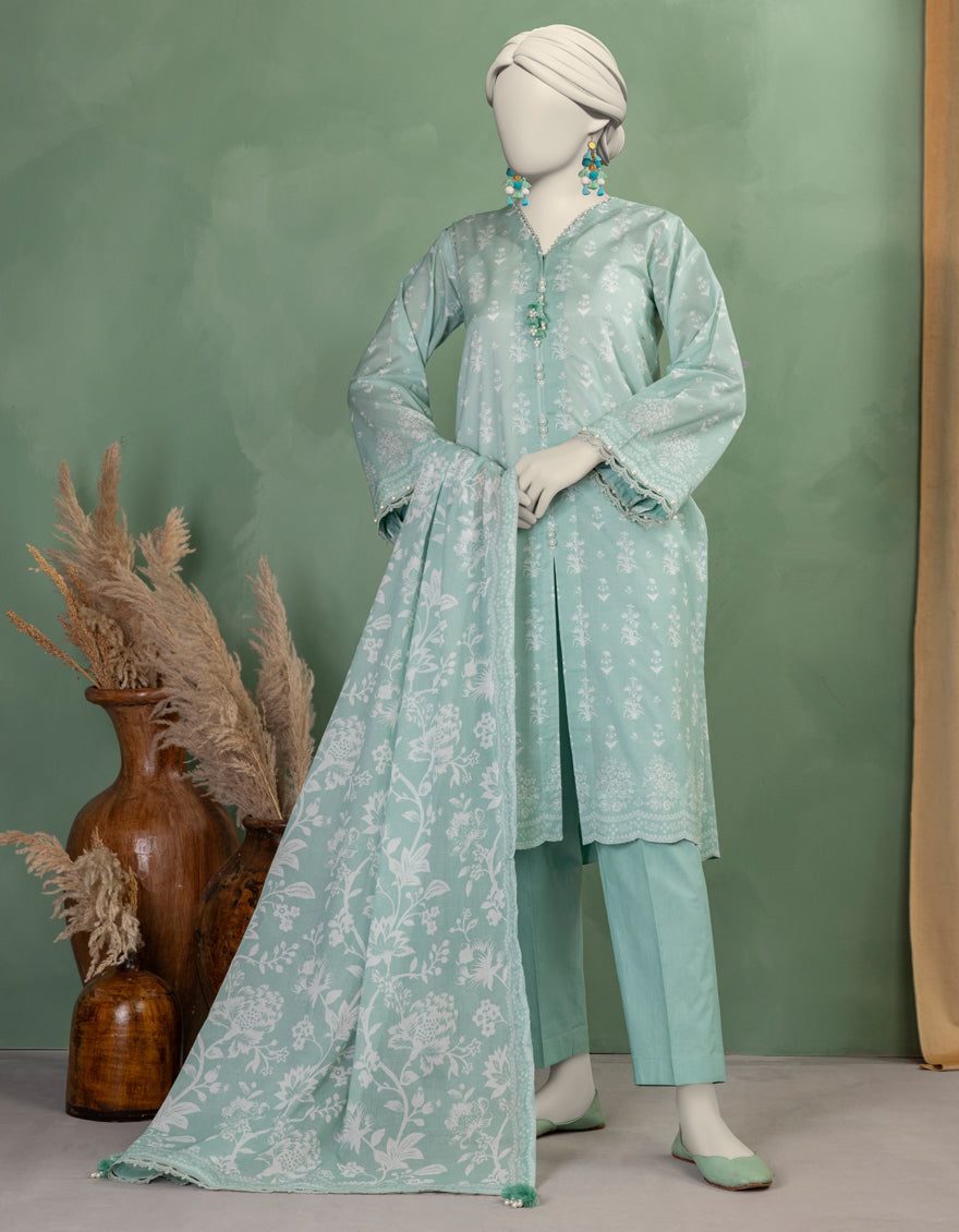 Lawn Green Unstitched Suit - J. Junaid Jamshed