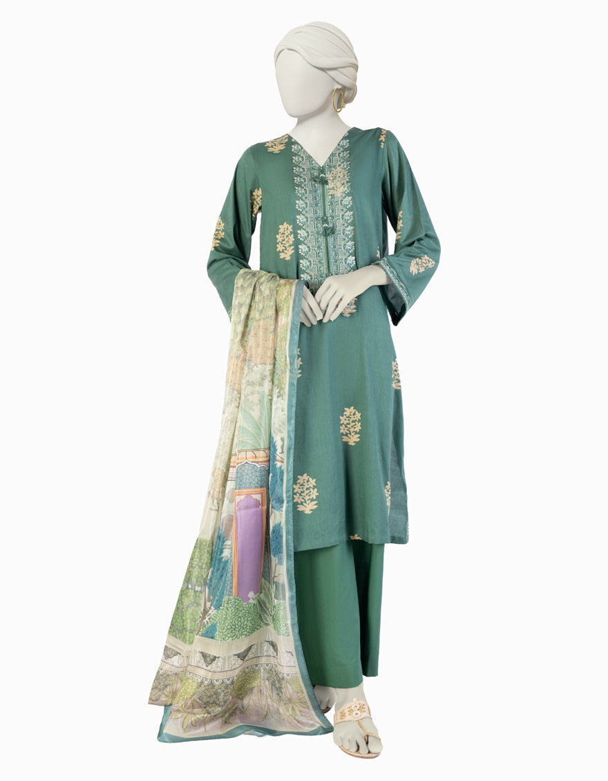 Lawn Green Unstitched Suit - J. Junaid Jamshed