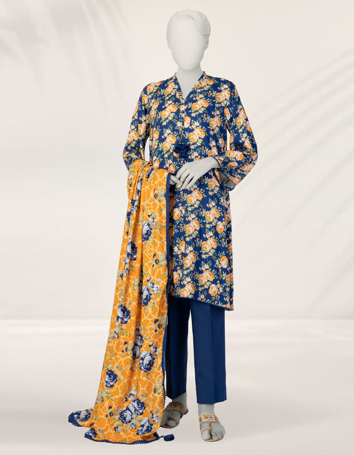 Linen Blue Stitched Suit - J. Junaid Jamshed