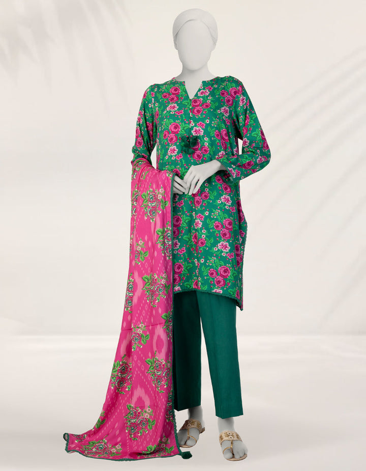 Linen Green Stitched Suit - J. Junaid Jamshed