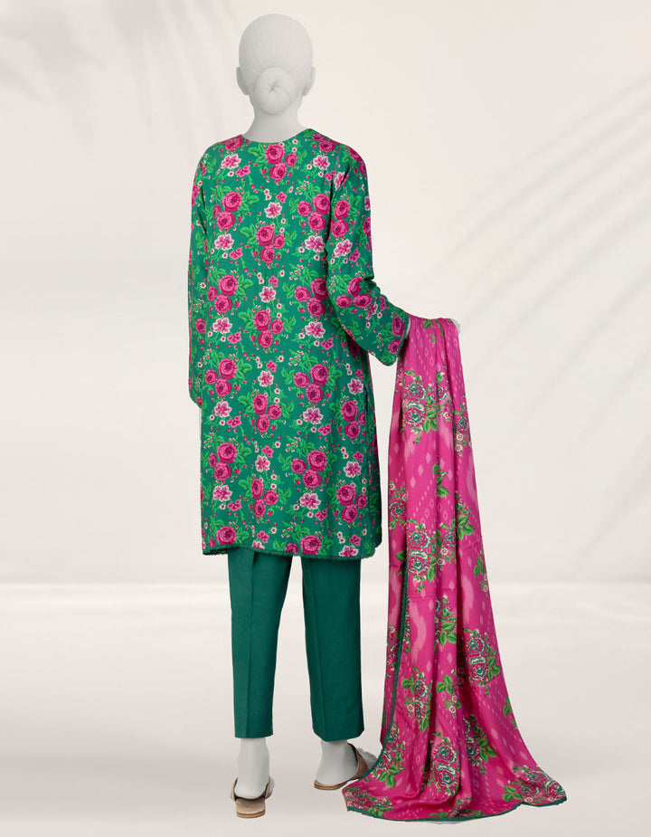 Linen Green Stitched Suit - J. Junaid Jamshed