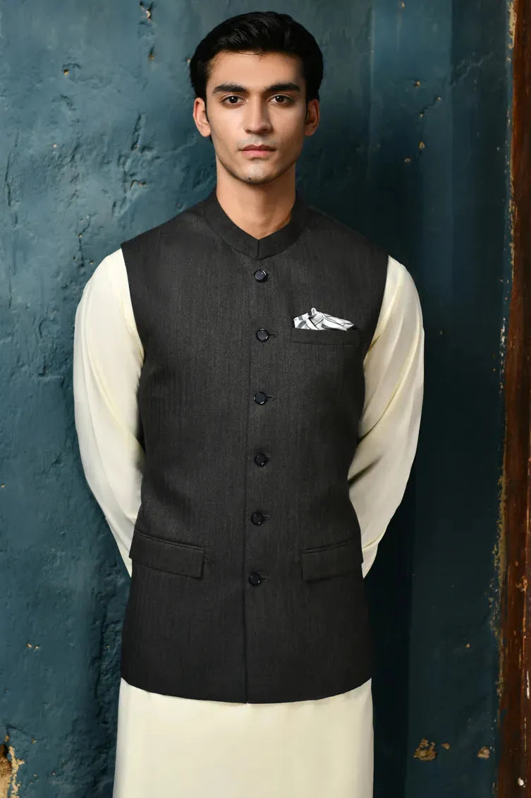 Suiting Charcoal Grey Waist Coat Junaid Jamshed – Janan