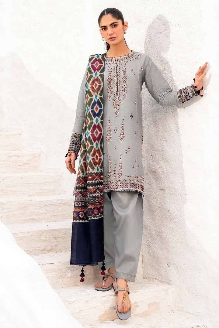 Lawn Grey Stitched Suit - Jazmin