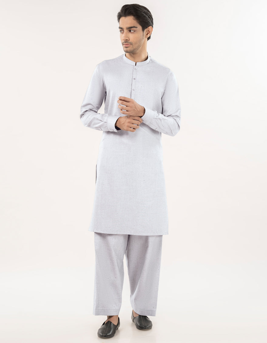 Blended Grey Unstitched Suit - J. Junaid Jamshed