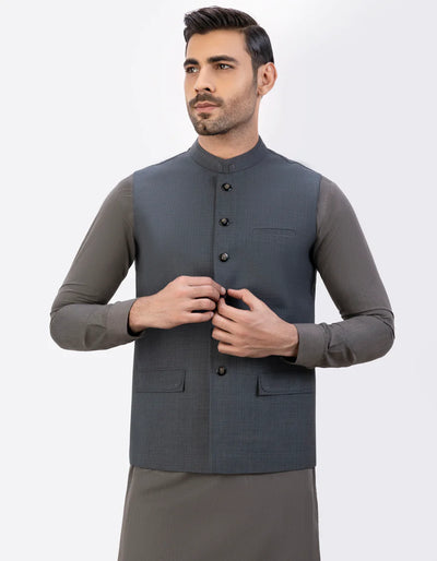 Suiting Grey Waist Coat - J. Junaid Jamshed