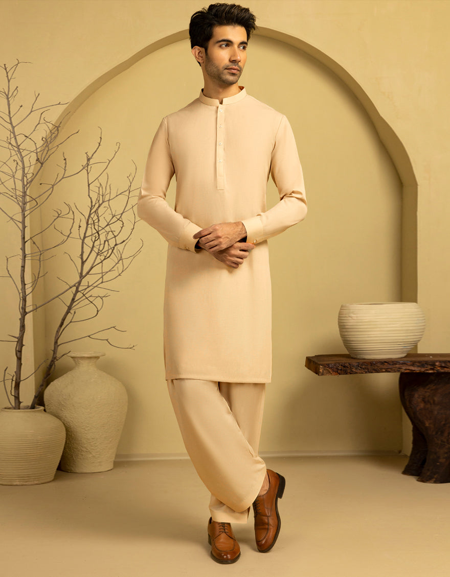 Blended Brown Unstitched Suit - J. Junaid Jamshed