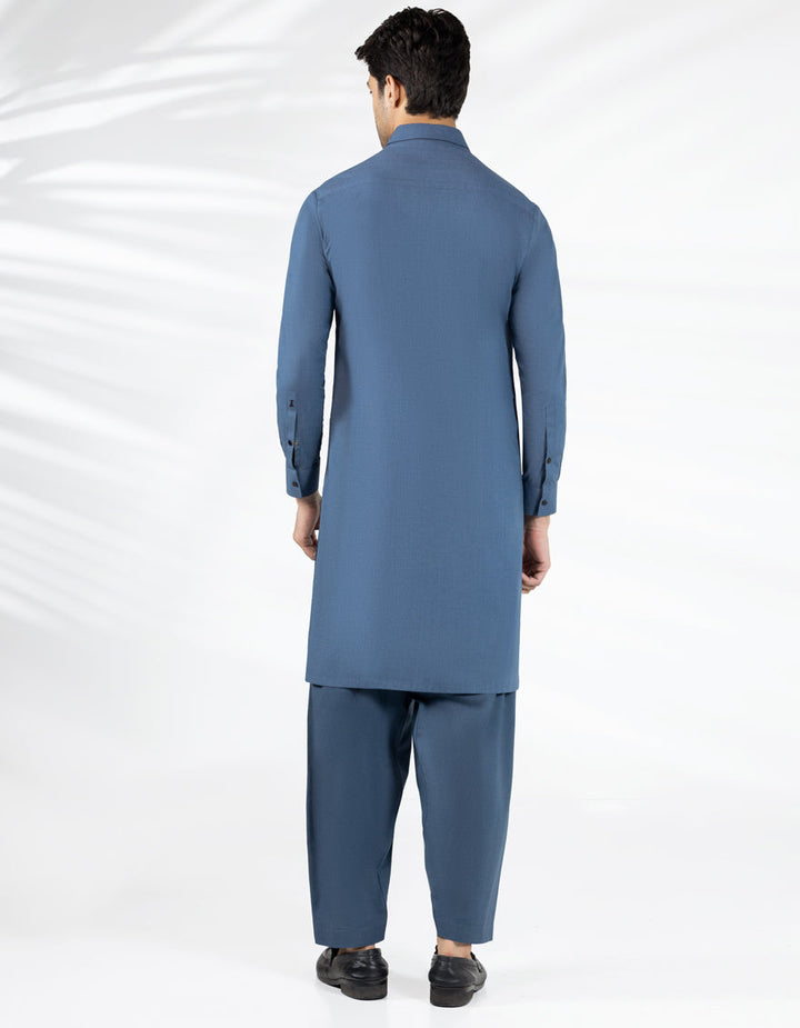 Blended Denim Blue Shalwar Kameez - J. Junaid Jamshed