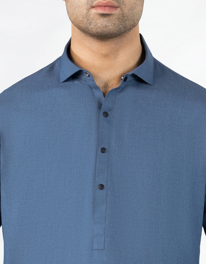 Blended Denim Blue Shalwar Kameez - J. Junaid Jamshed