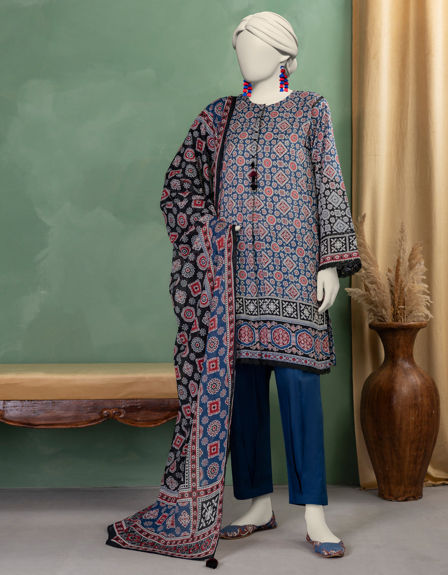 Lawn Multicolor Unstitched Suit - J. Junaid Jamshed