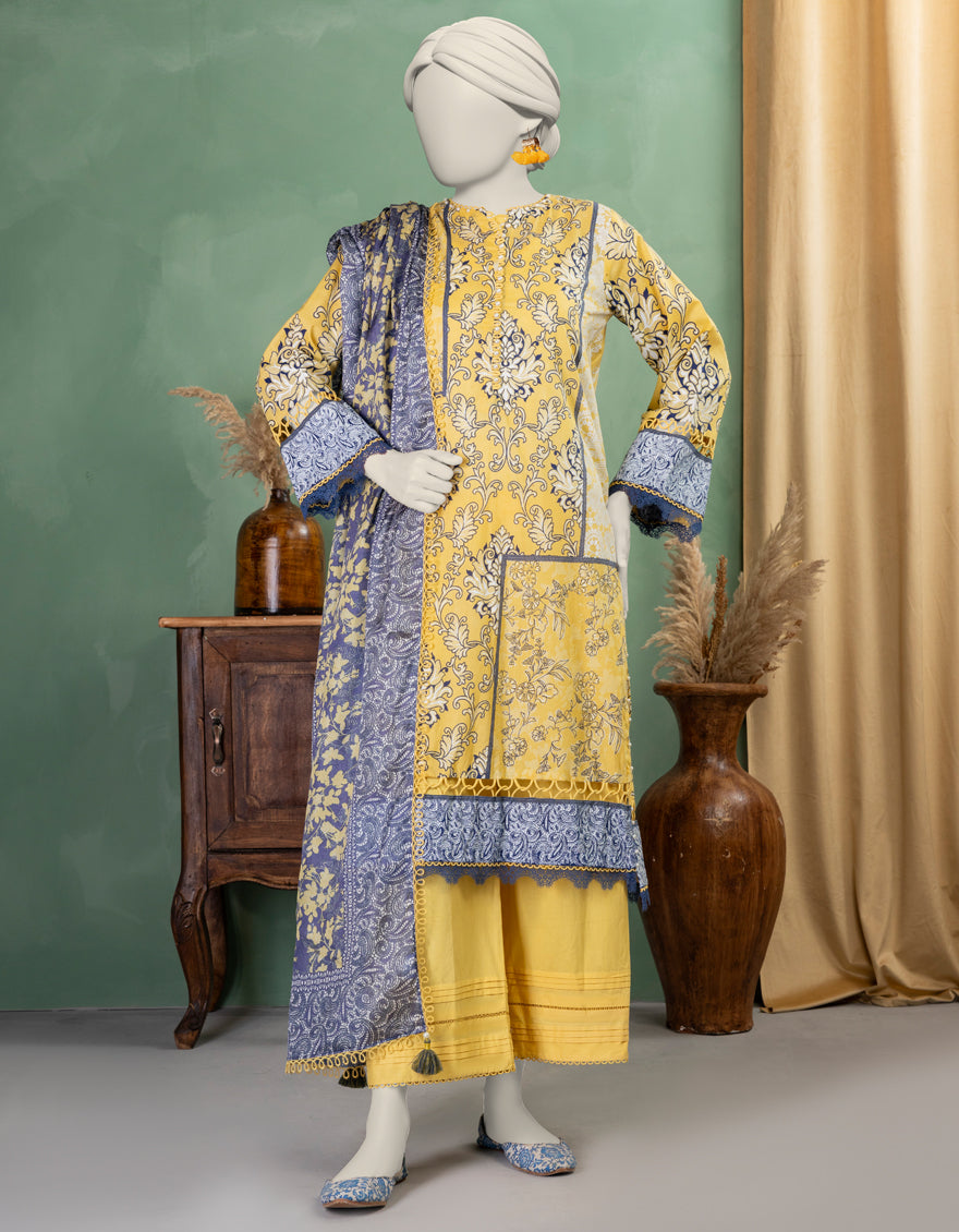 Lawn Multicolor Unstitched Suit - J. Junaid Jamshed