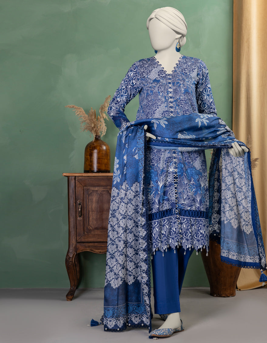 Lawn Multicolor Unstitched Suit - J. Junaid Jamshed