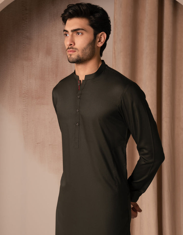 Blended Dark Green Kurta Trouser - J. Junaid Jamshed