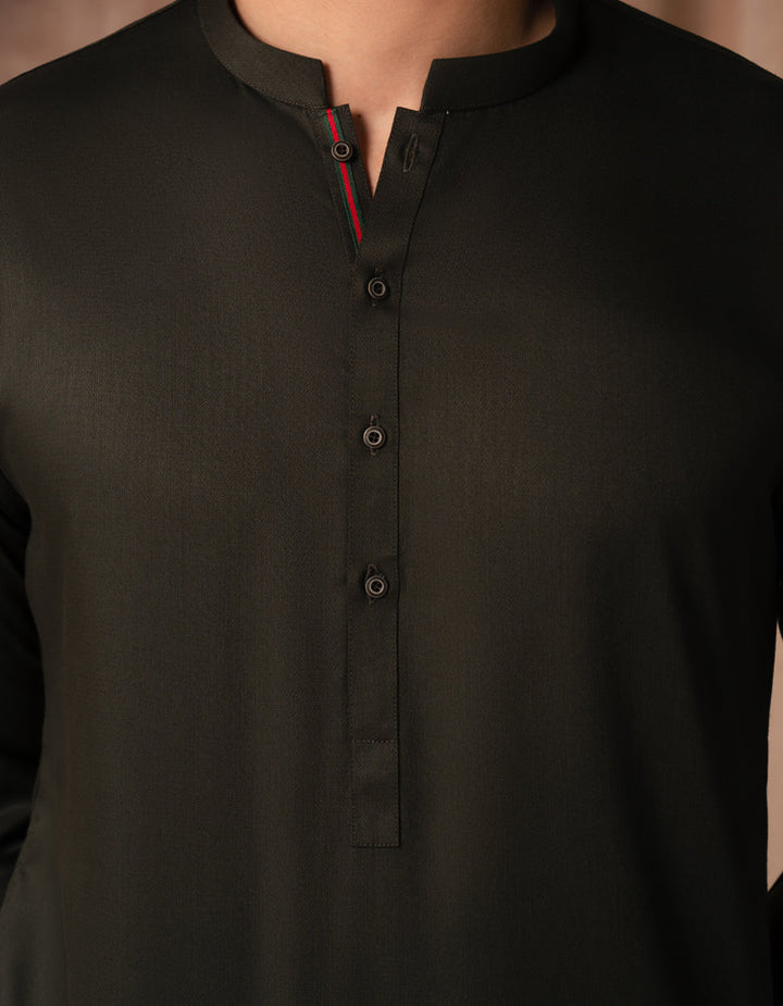 Blended Dark Green Kurta Trouser - J. Junaid Jamshed