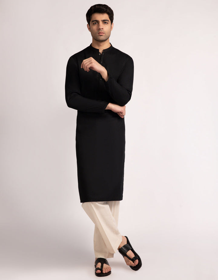 Blended Black Kurta Trouser - J. Junaid Jamshed