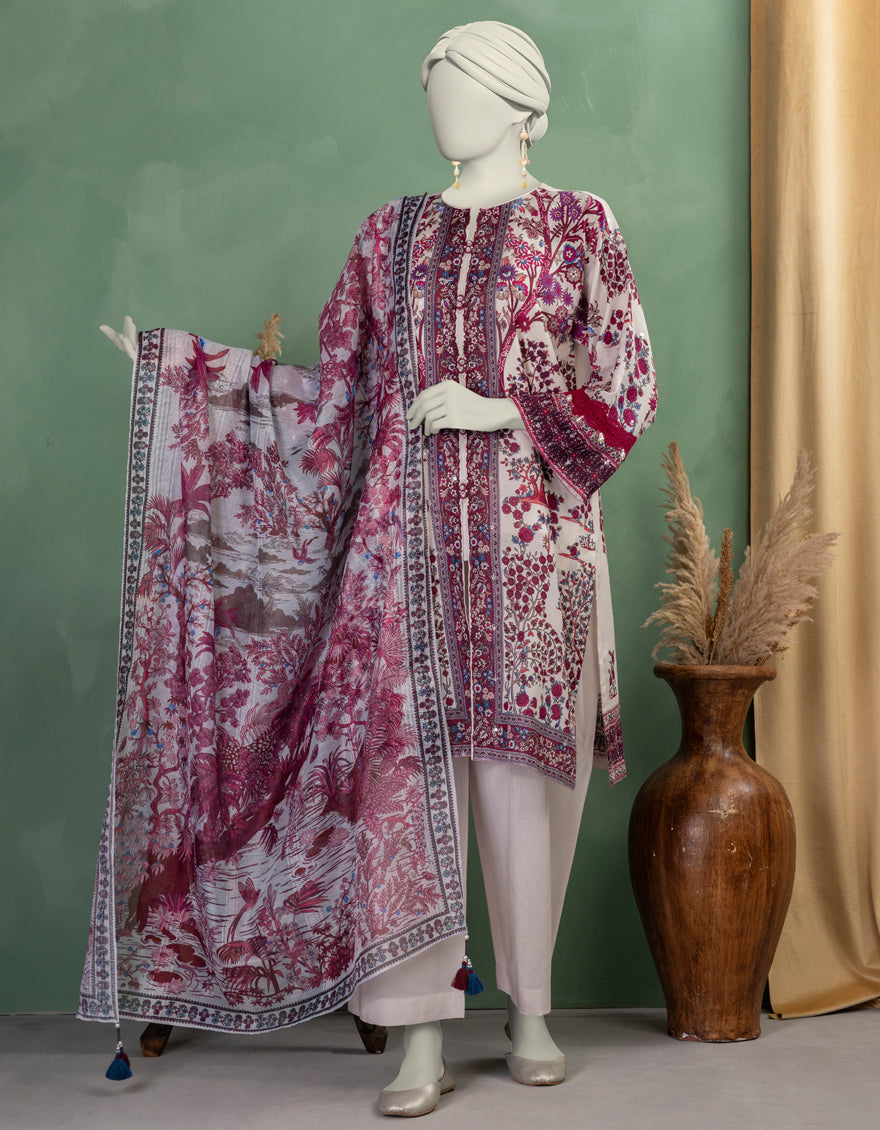 Lawn Multicolor Unstitched Suit - J. Junaid Jamshed