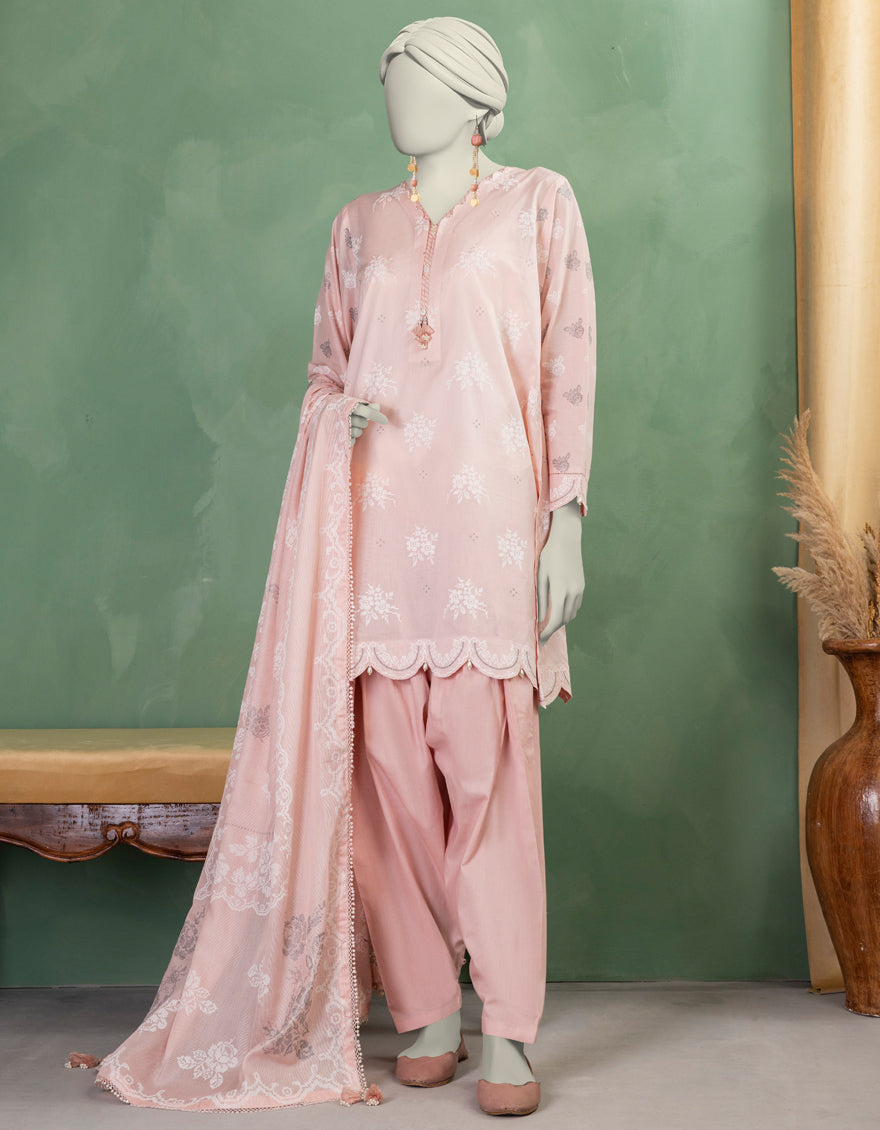 Lawn Pink Unstitched Suit - J. Junaid Jamshed