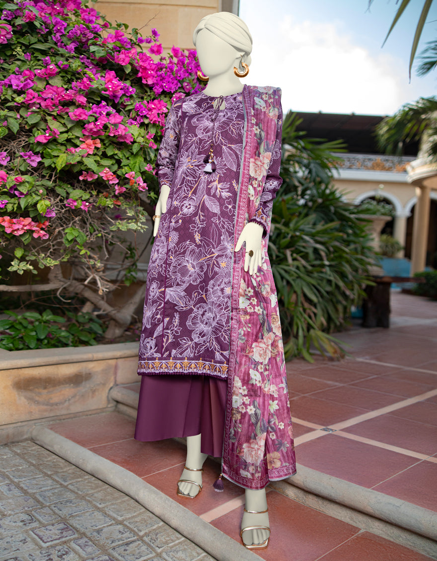 Lawn Multicolor Unstitched Suit - J. Junaid Jamshed