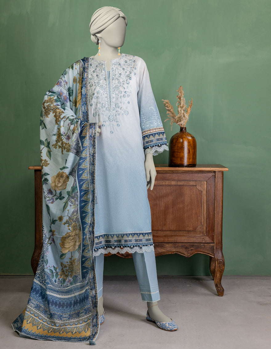 Lawn Multicolor Unstitched Suit - J. Junaid Jamshed