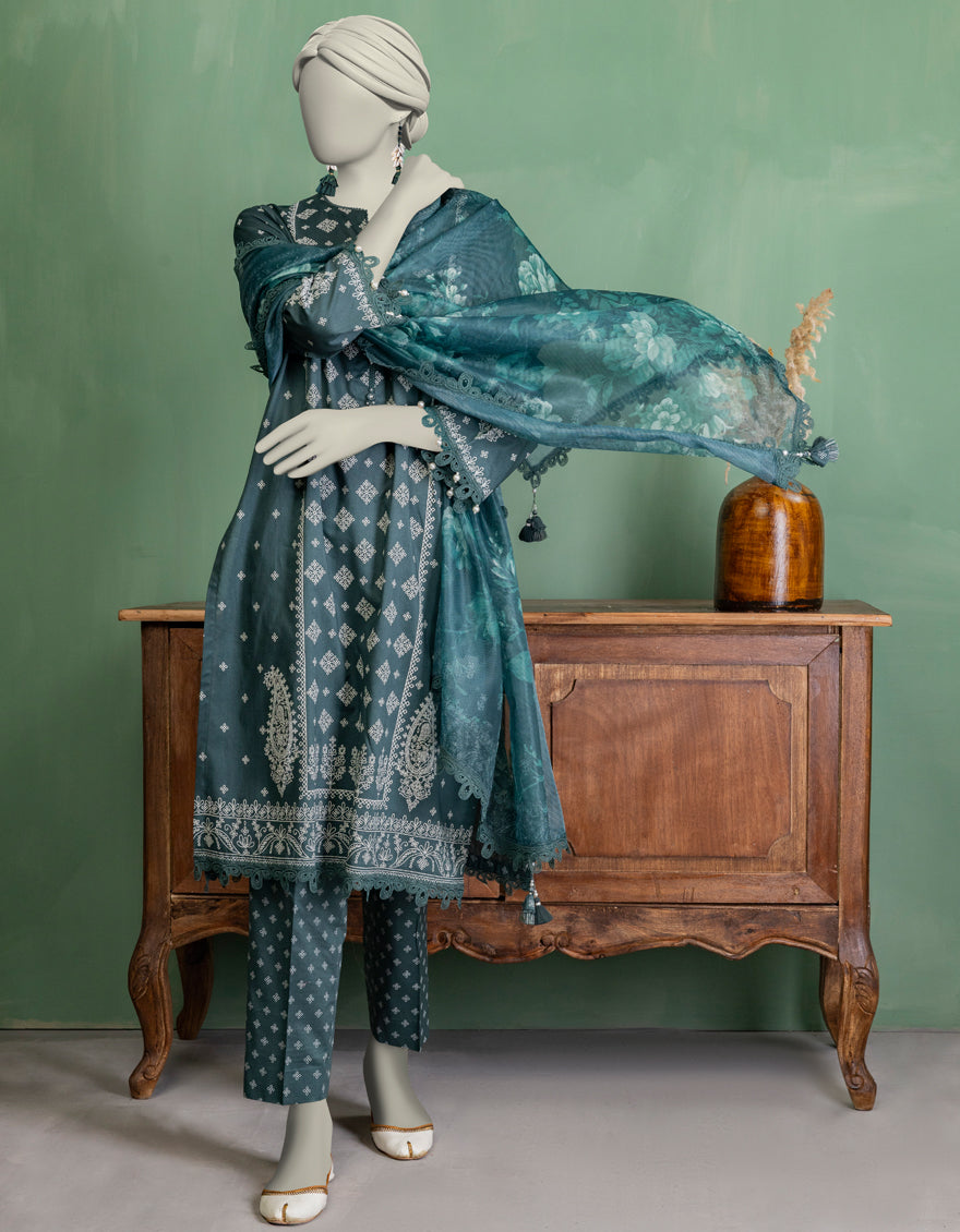 Lawn Multicolor Unstitched Suit - J. Junaid Jamshed