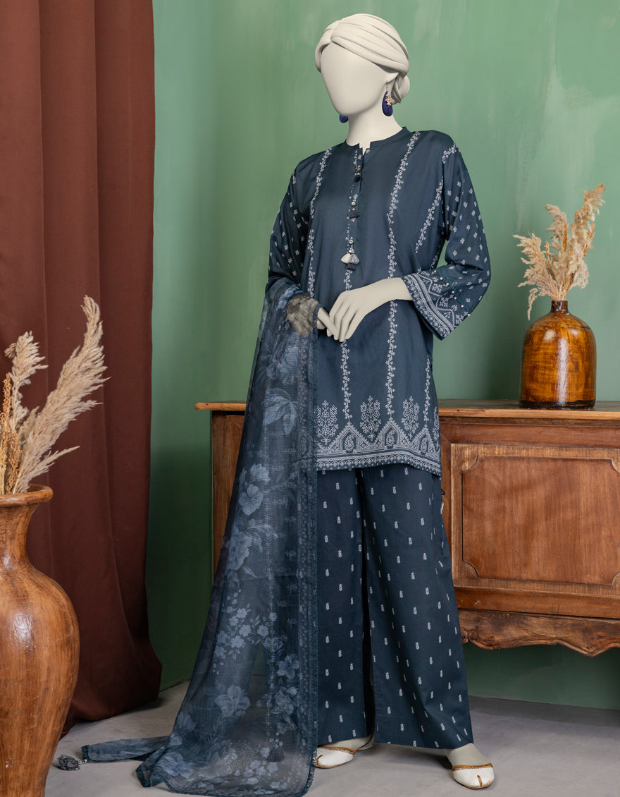 Lawn Multicolor Unstitched Suit - J. Junaid Jamshed