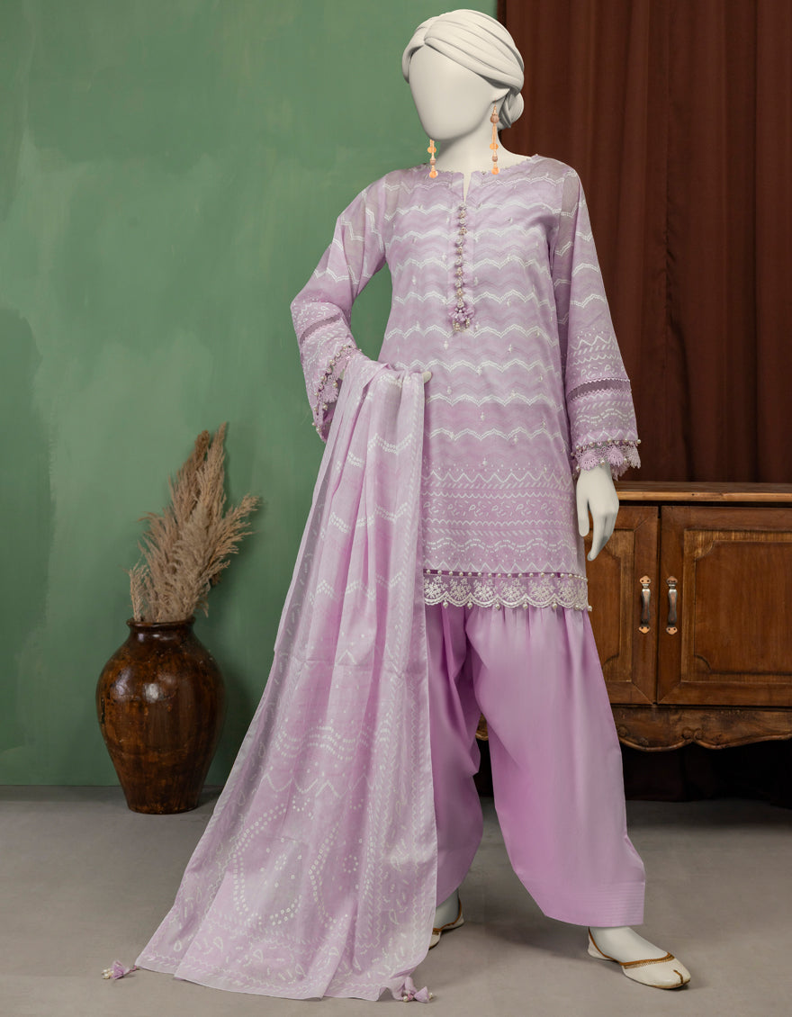 Lawn Purple Unstitched Suit - J. Junaid Jamshed