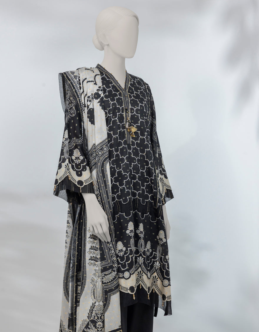 Jacquard Multicolor Unstitched Suit - J. Junaid Jamshed