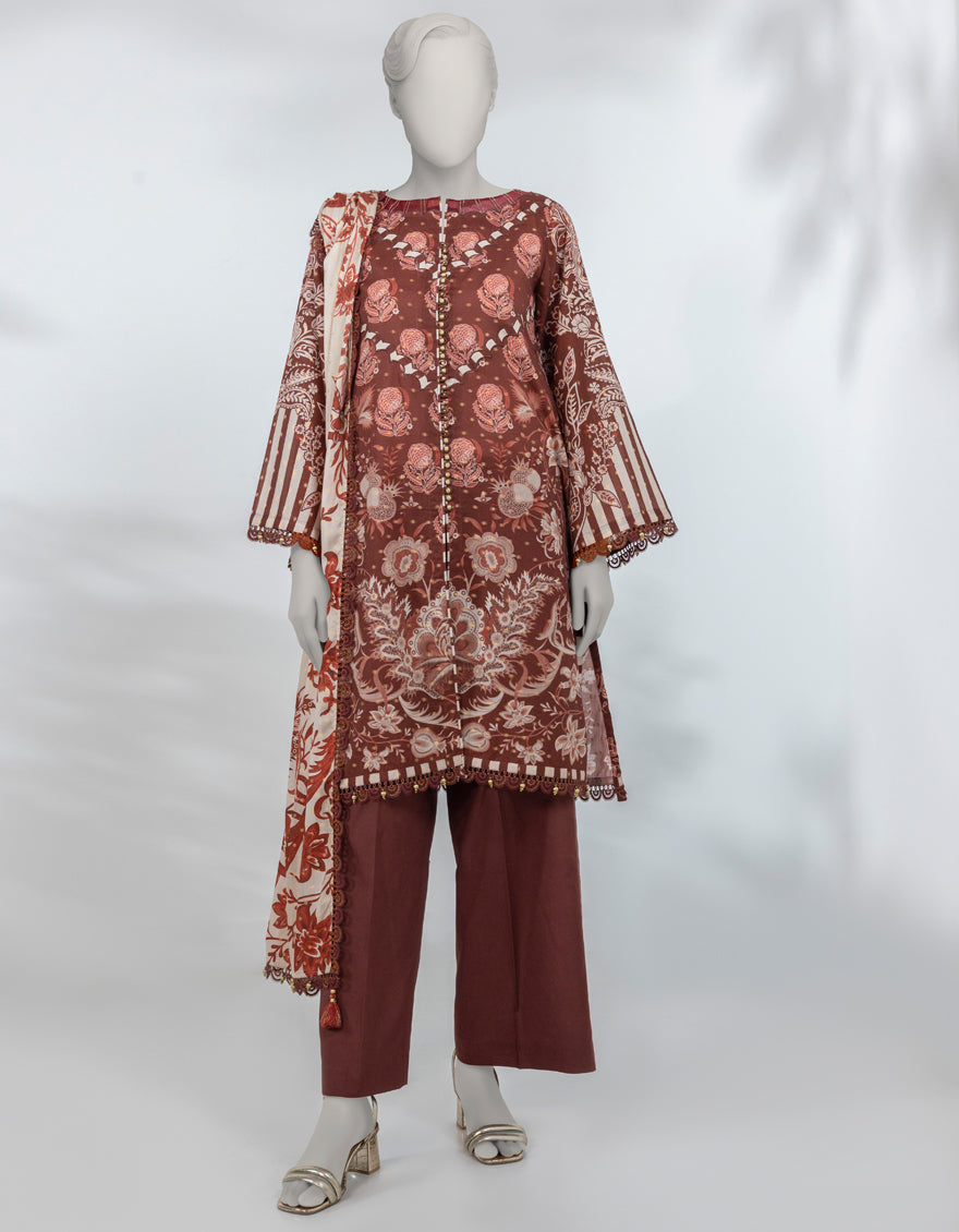 Jacquard Multicolor Unstitched Suit - J. Junaid Jamshed