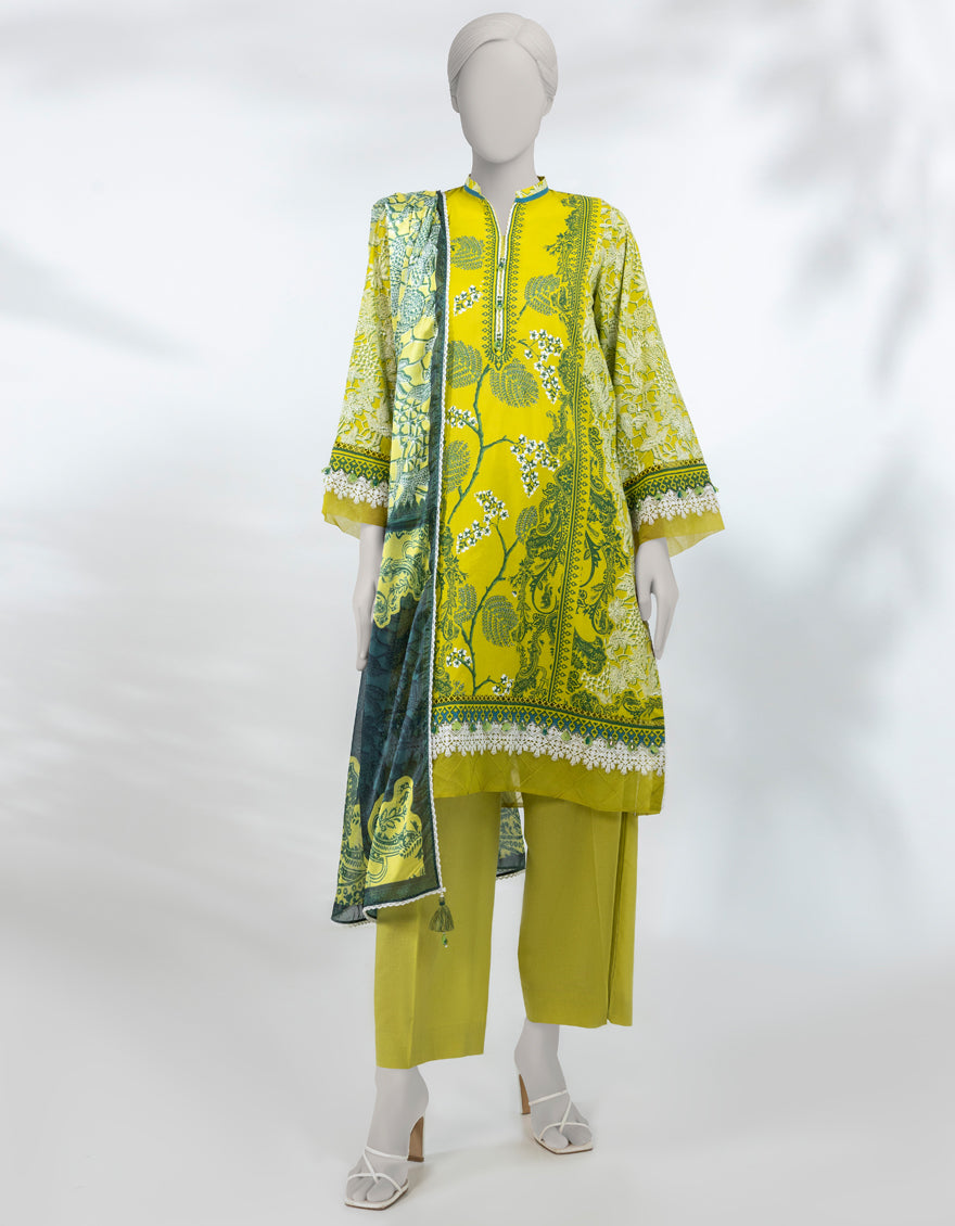 Lawn Yellow Unstitched Suit - J. Junaid Jamshed