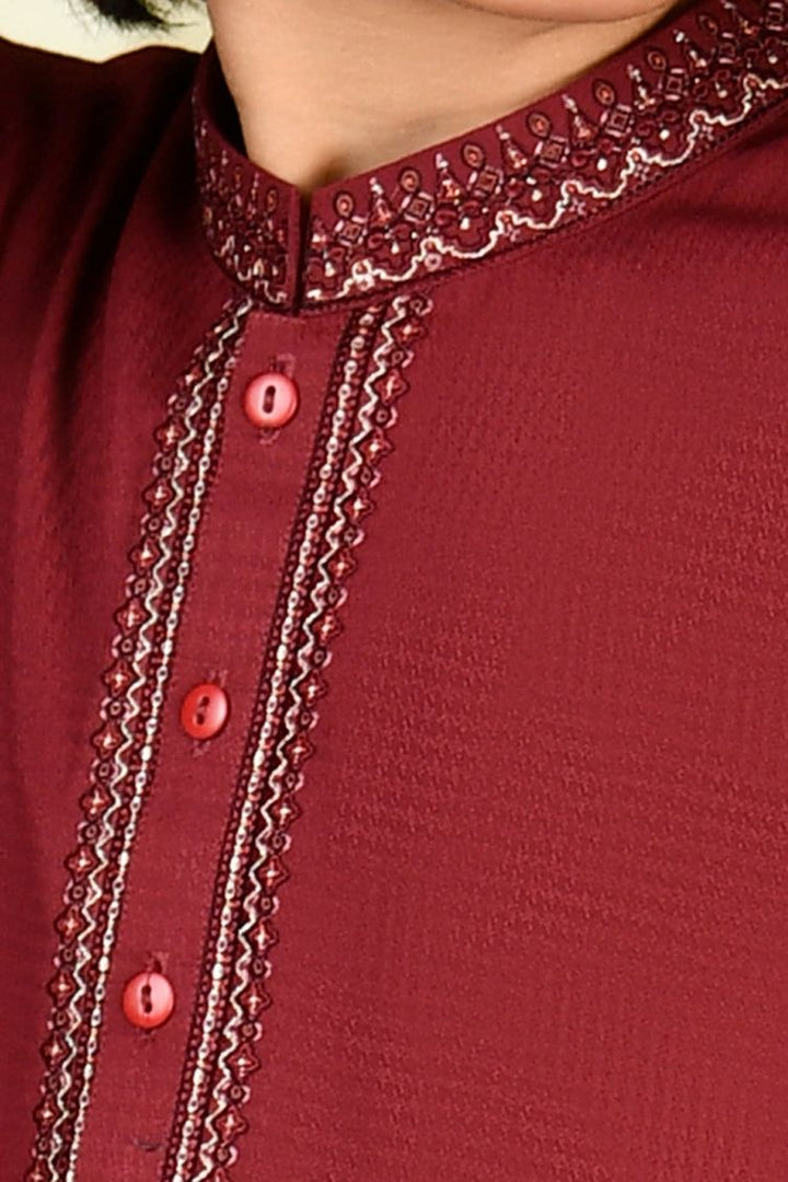 Blended Red Kurta Trouser - J. Junaid Jamshed