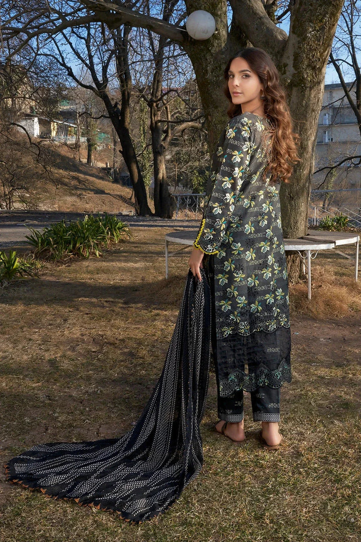 Printed Lawn Black Stitched Suit - Khas