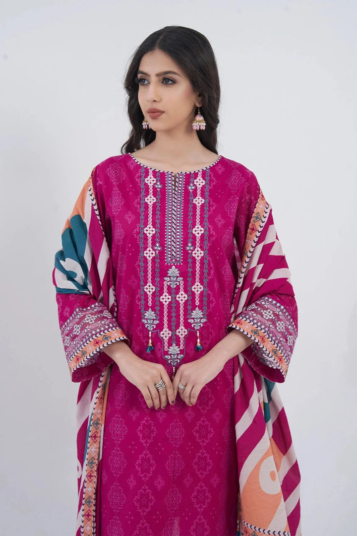 Printed Lawn Mulberry Stitched Suit - Khas