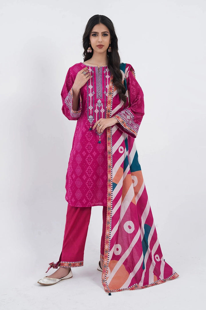 Printed Lawn Mulberry Stitched Suit - Khas