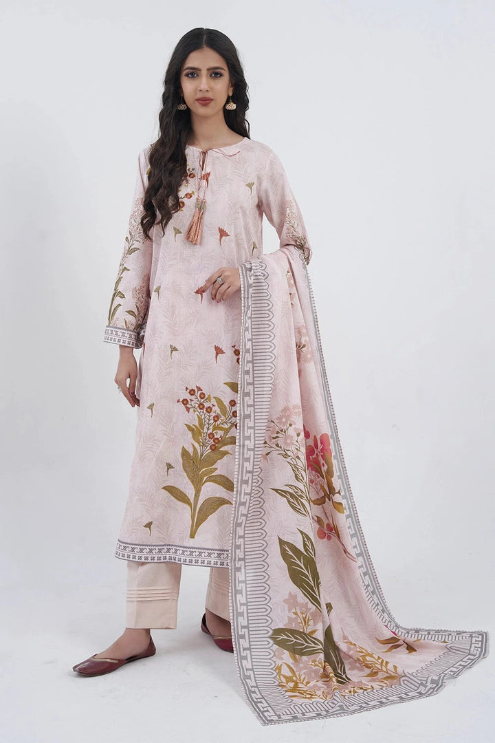 Printed Lawn Pink Stitched Suit - Khas