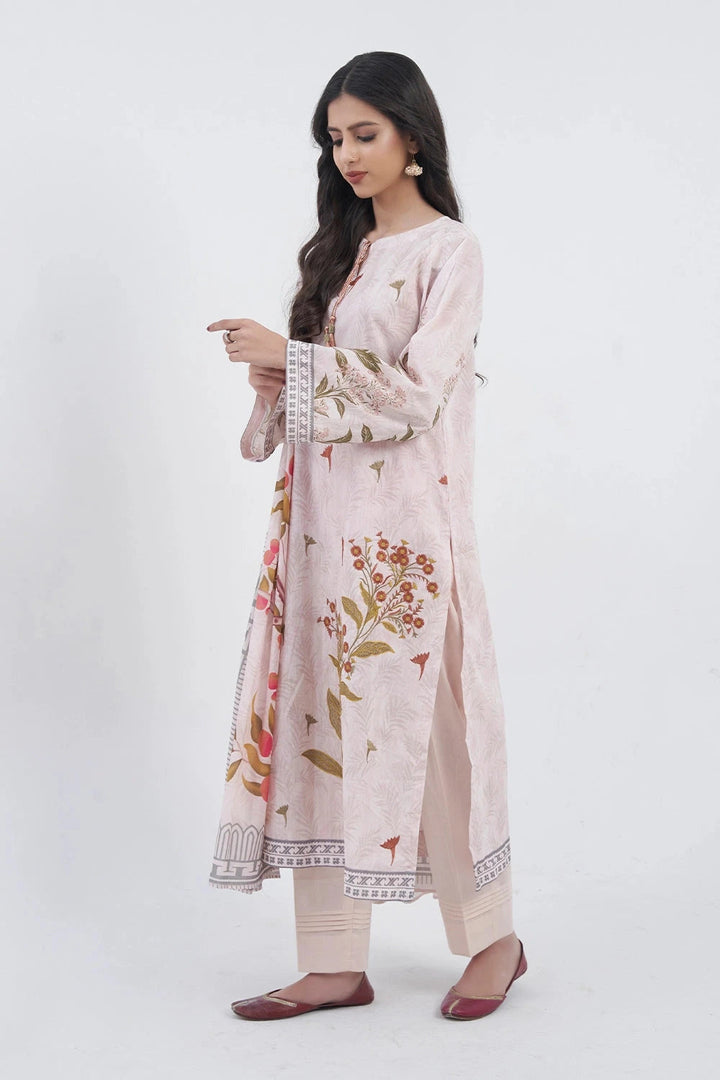 Printed Lawn Pink Stitched Suit - Khas