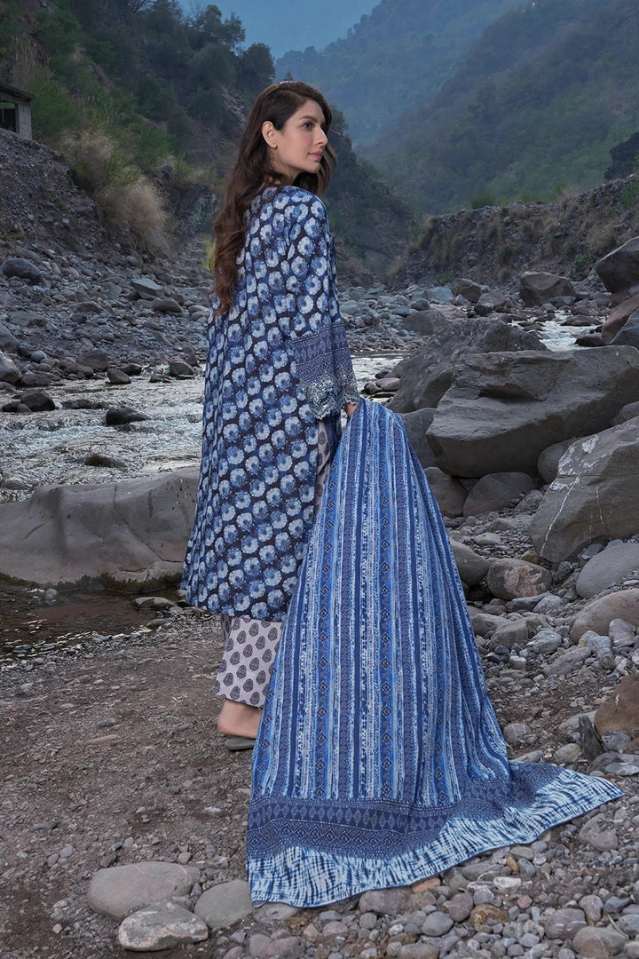 Printed Lawn Midnight Blue Stitched Suit - Khas