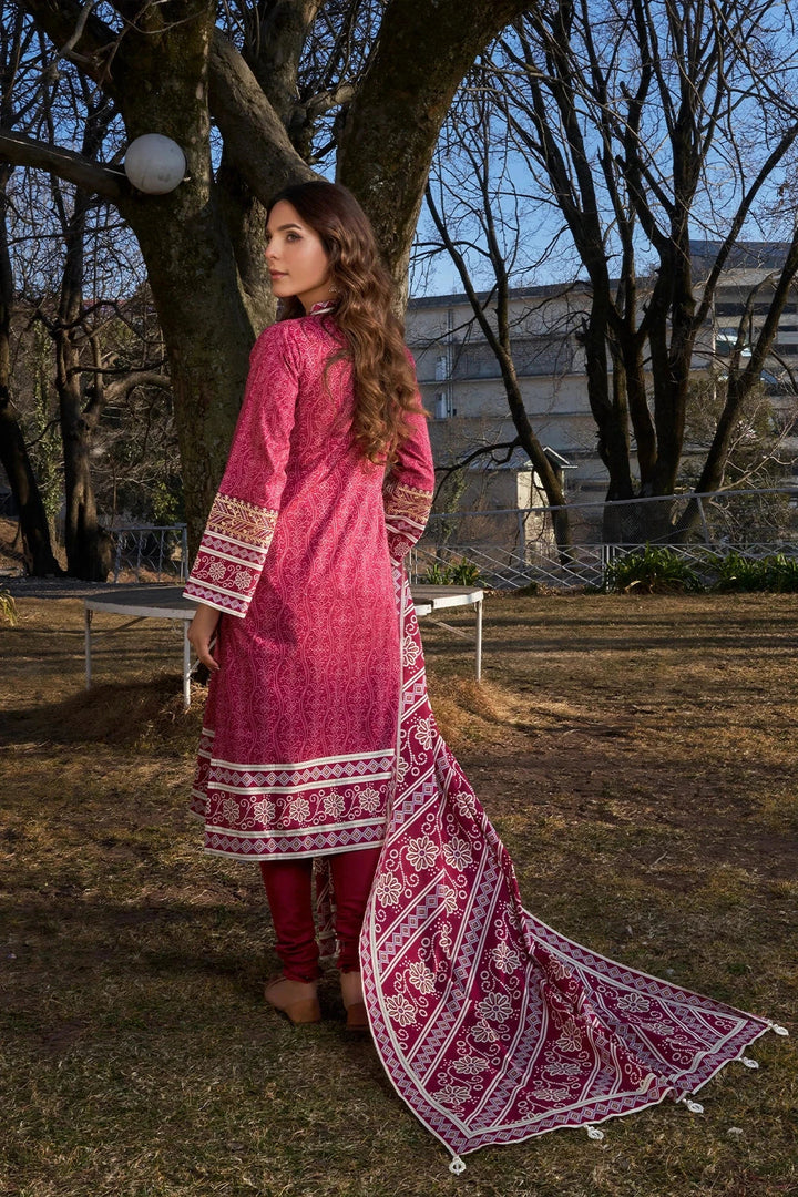 Printed Lawn Pink Stitched Suit - Khas