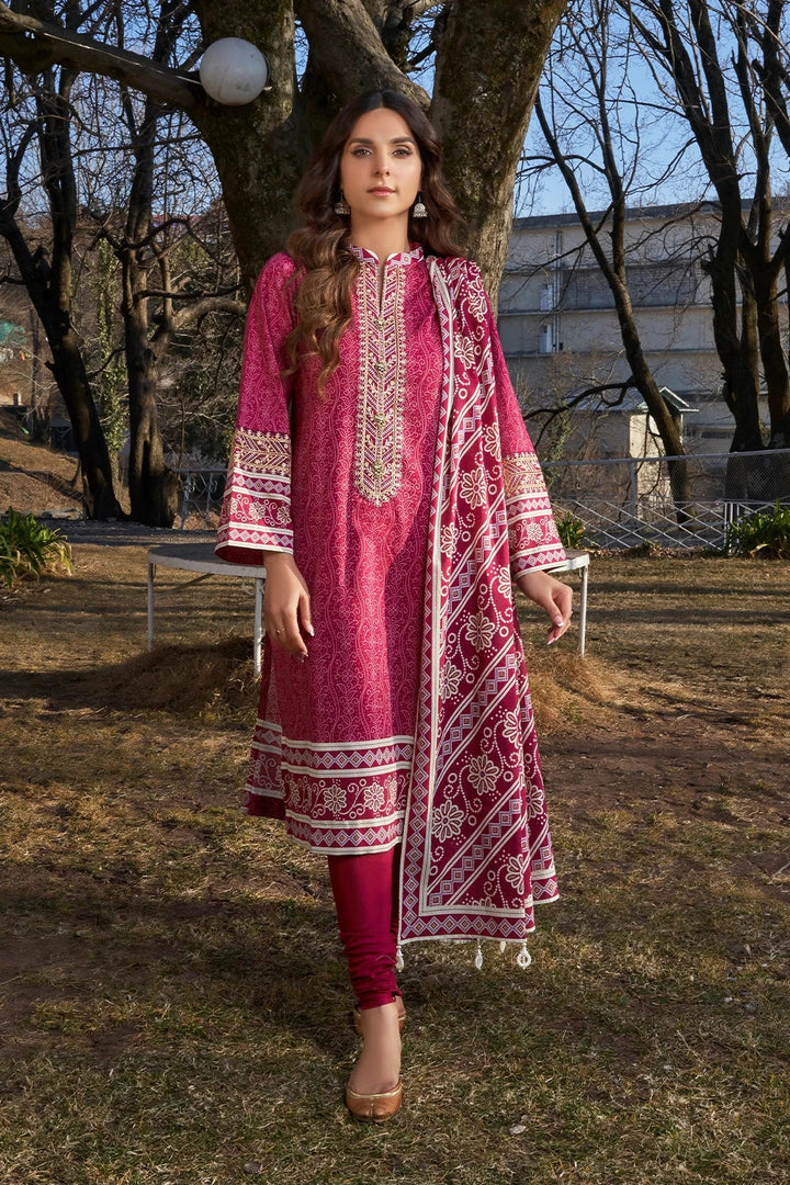 Printed Lawn Pink Stitched Suit - Khas