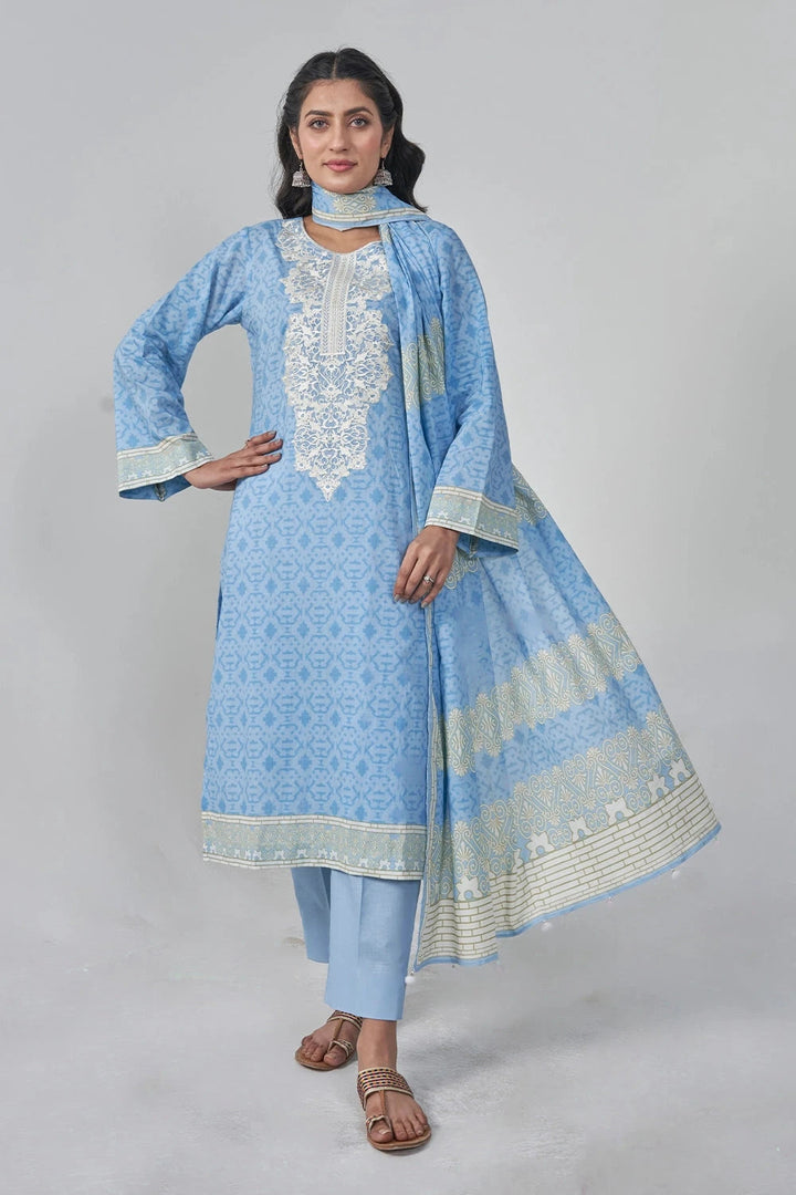 Printed Lawn Pink Stitched Suit - Khas